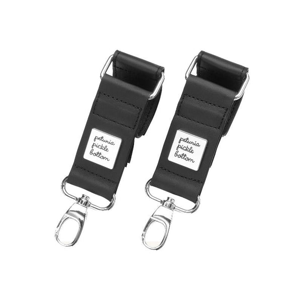 petunia pickle bottom Valet Stroller Clips in Black Leatherette - Silver