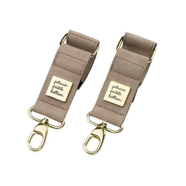 petunia pickle bottom Valet Stroller Clips in Grey Matte Leatherette