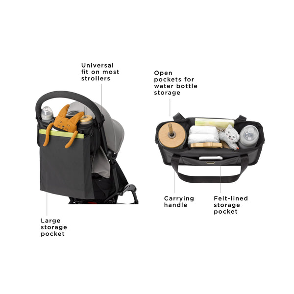 Petunia Pickle Bottom Wander Stroller Caddy In Black Matte Leatherette