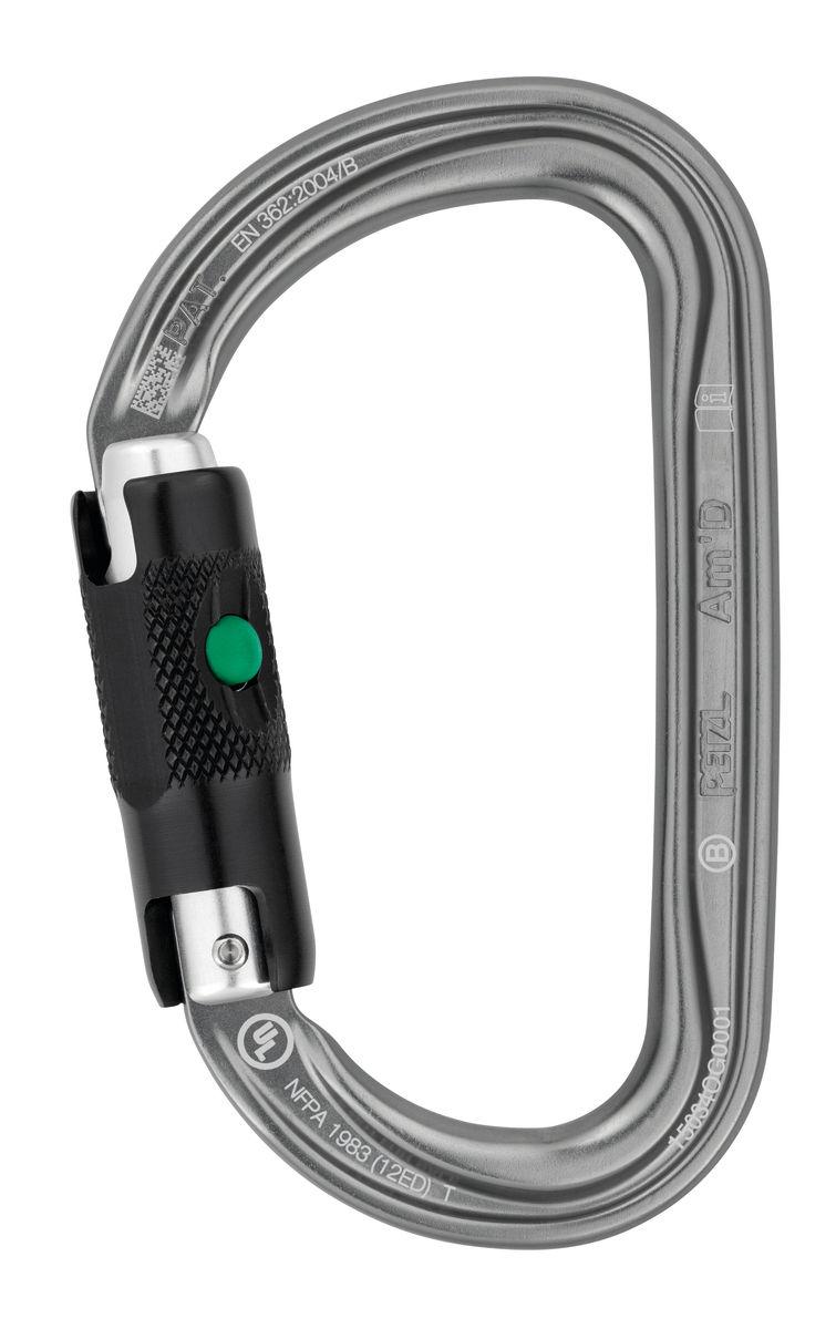Petzl Am’D D-shaped Locking Carabiner For Attaching Devices To A Harness