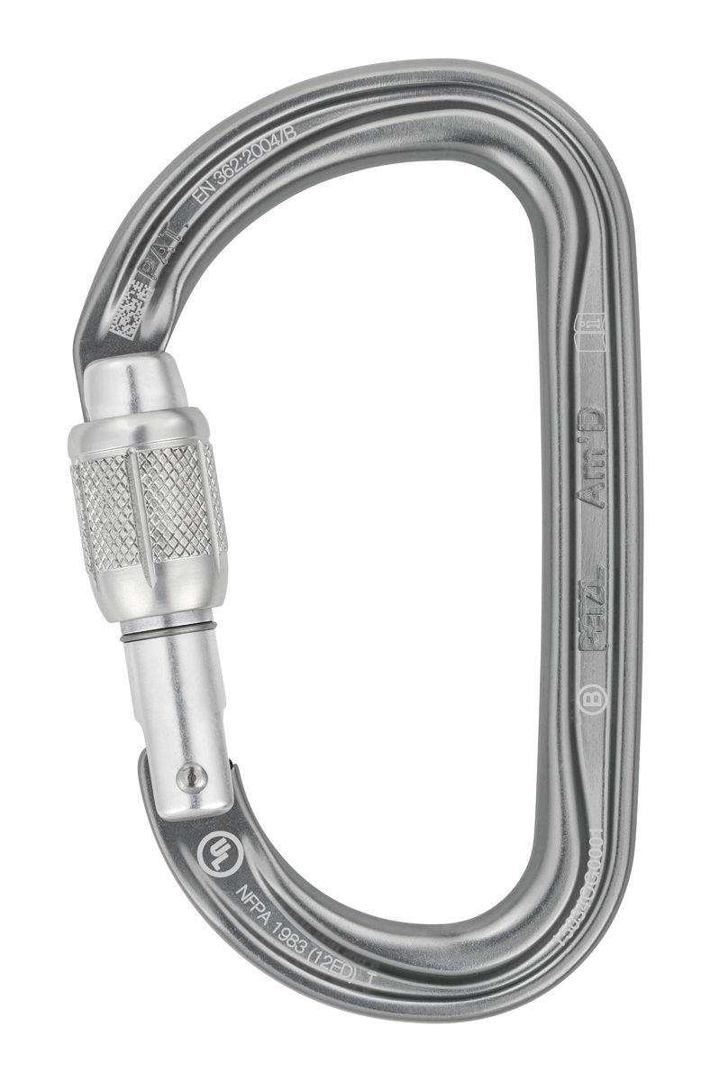 Petzl Am’D D-shaped Locking Carabiner For Attaching Devices To A Harness