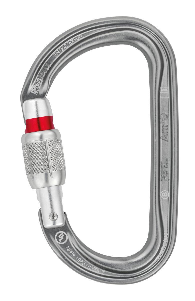 petzl Am’D D-shaped locking carabiner for attaching devices to a harness
