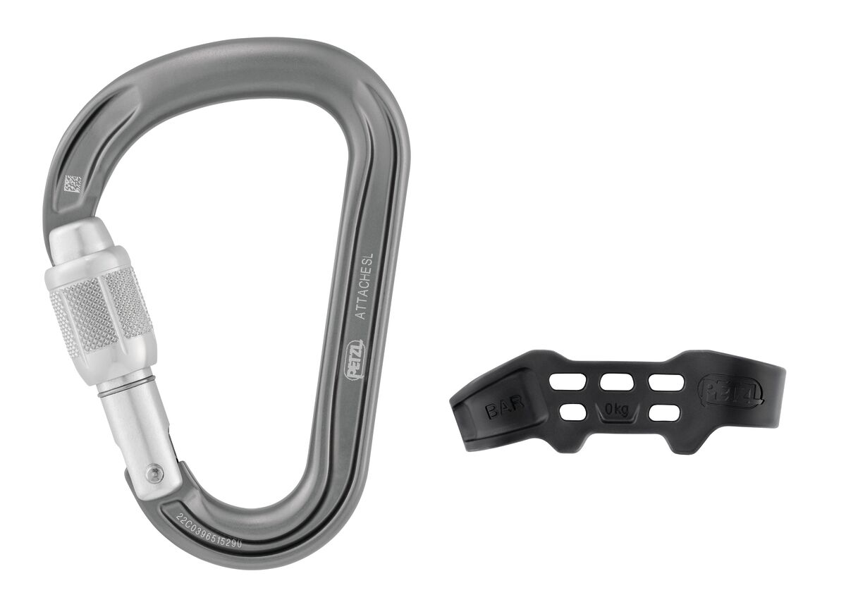 Petzl ATTACHE BAR Pear-shaped Locking Carabiner With Unidirectional Positioning Bar