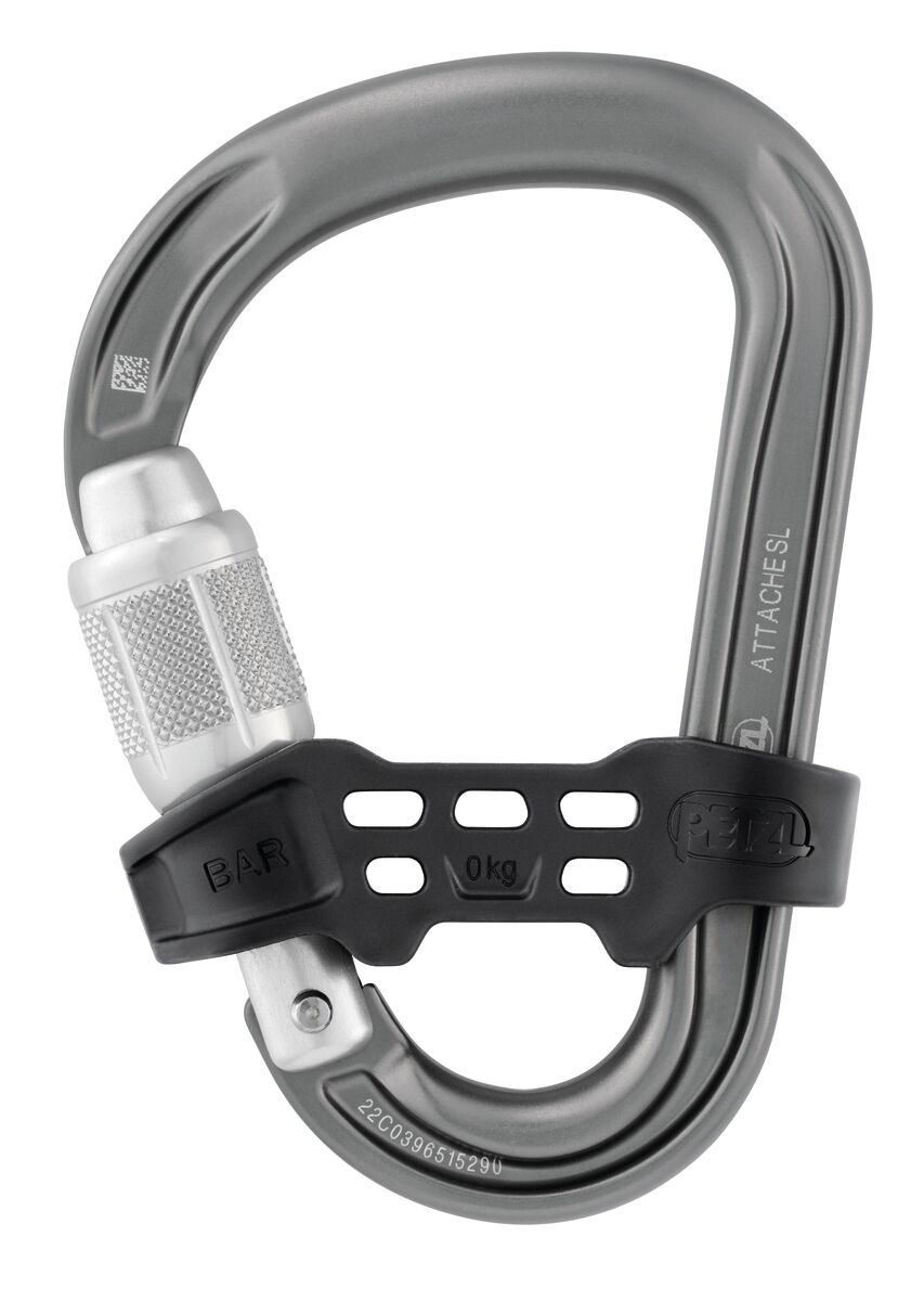 petzl ATTACHE BAR Pear-shaped locking carabiner with unidirectional positioning bar