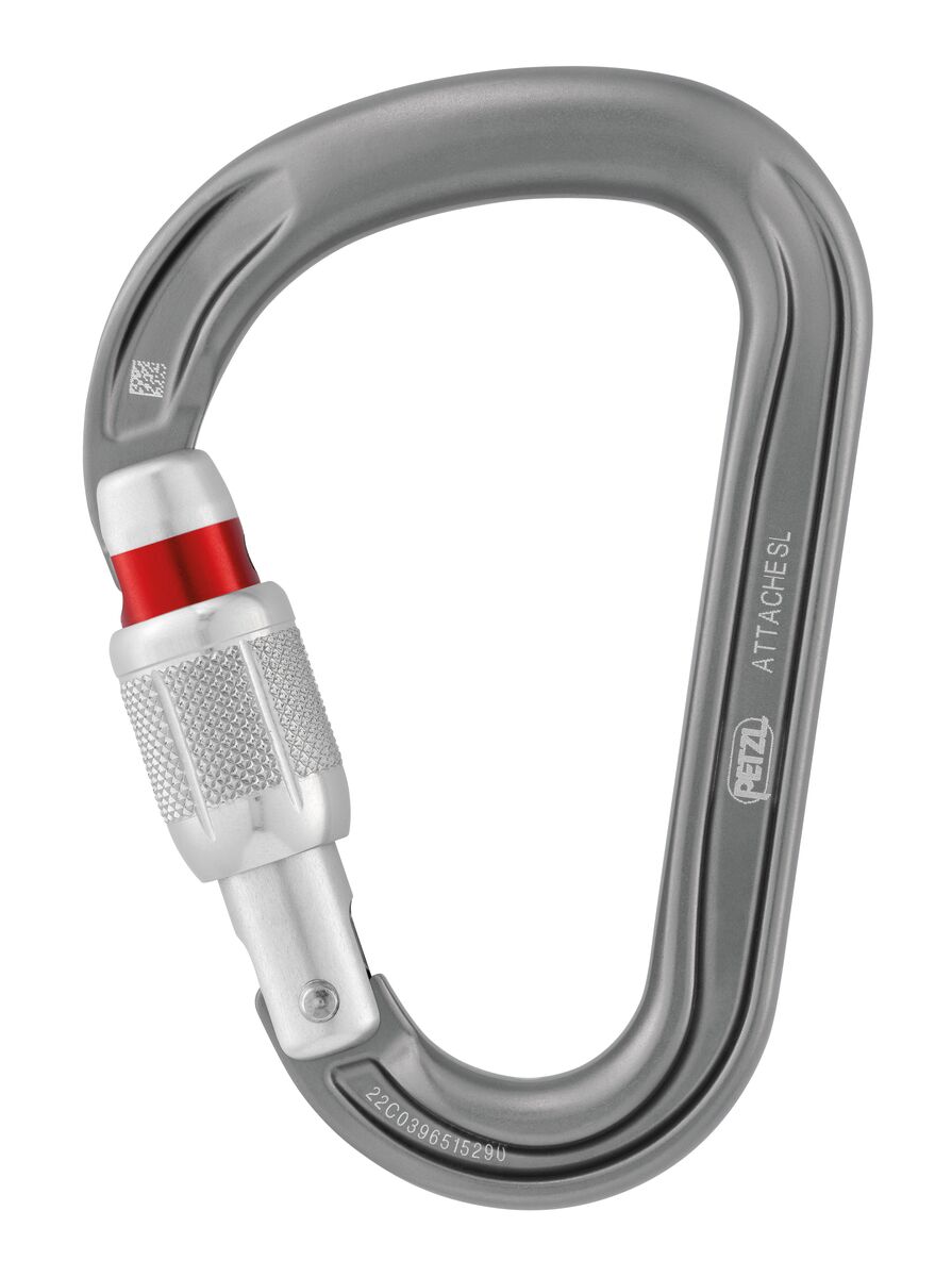 Petzl ATTACHE Locking Pear-shaped Carabiner With Round-stock Basket For Smooth Rope Operation