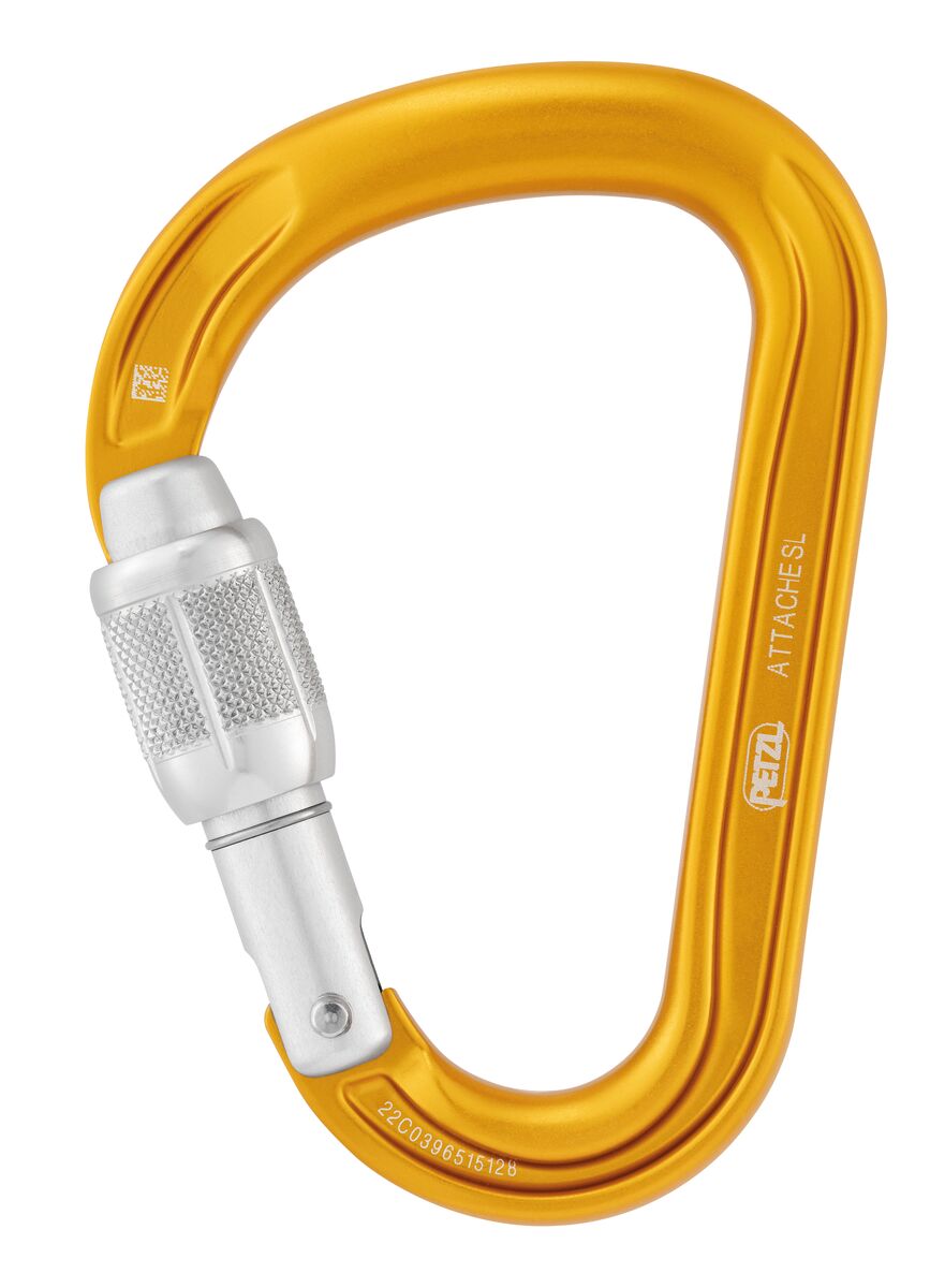 Petzl ATTACHE Locking Pear-shaped Carabiner With Round-stock Basket For Smooth Rope Operation