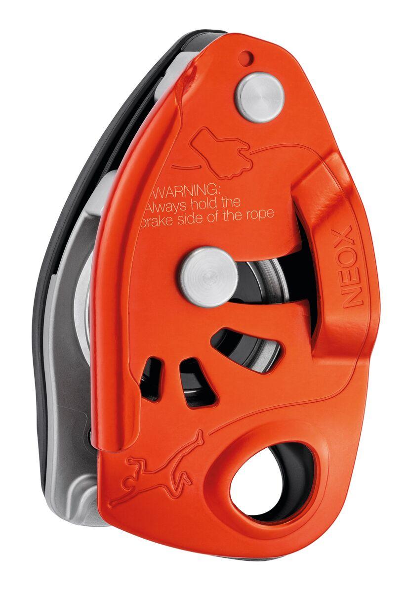 petzl NEOX® Belay device with cam-assisted blocking optimized for lead climbing
