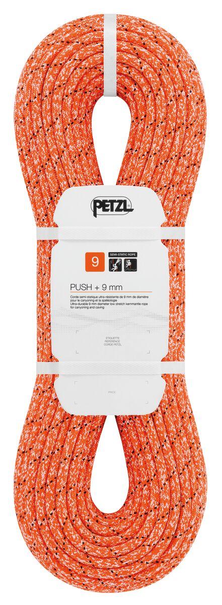 petzl PUSH + 9 mm Ultra-durable 9 mm low stretch kernmantle rope for canyoning and caving