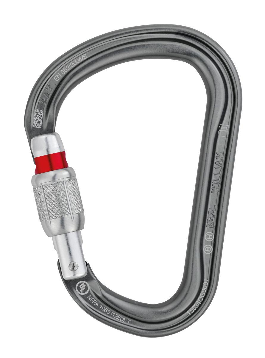 petzl WILLIAM Large pear-shaped locking carabiner for belay stations and belaying with a Munter hitch