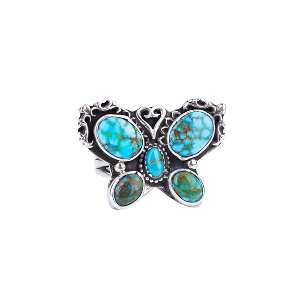 peyote bird Aldrich Art Turquoise Butterfly Ring Size 8