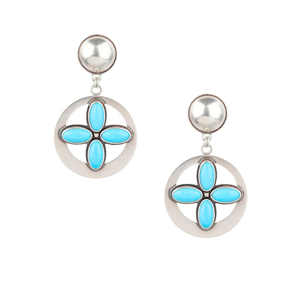 peyote bird Dennis Hogan Flower Petal Earrings - Blue Turquoise