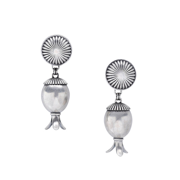 peyote bird Dennis Hogan Fluted Acorn Squash Blossom Earrings