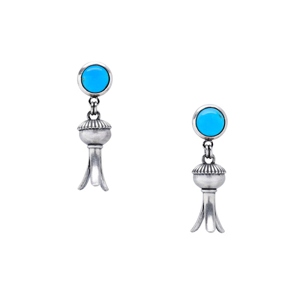 peyote bird Dennis Hogan Turquoise Mini Squash Blossom Earrings