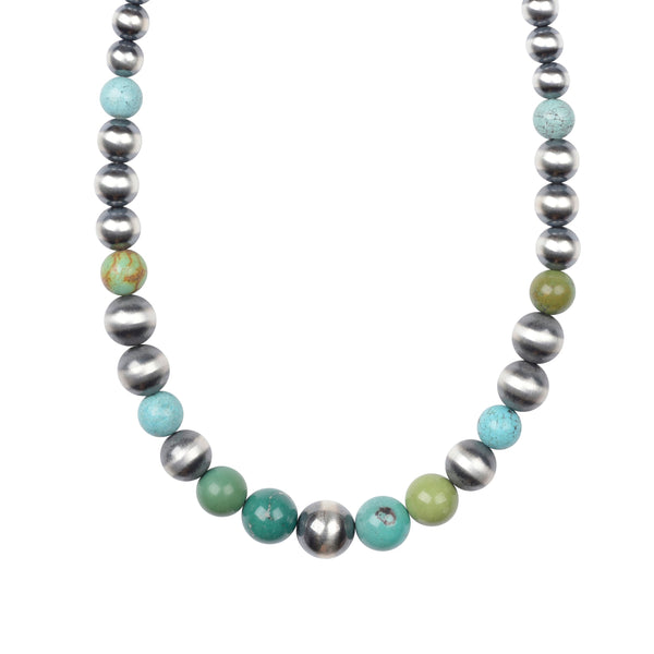 Peyote Bird Graduated Desert Pearl And Turquoise Necklace