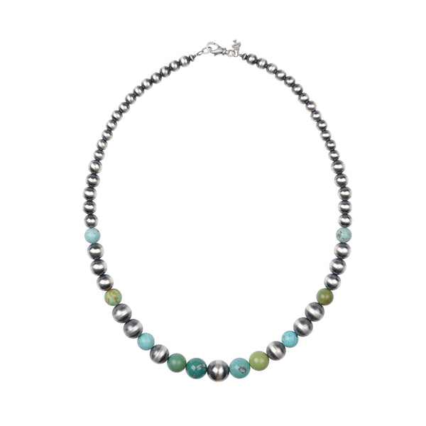 Peyote Bird Graduated Desert Pearl And Turquoise Necklace