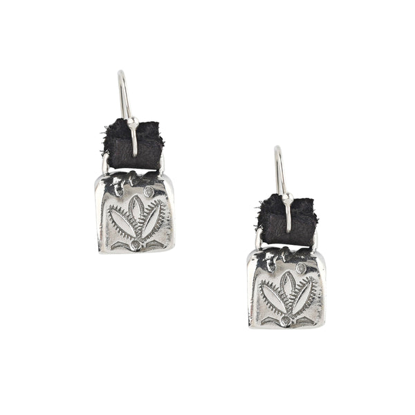 peyote bird Bell Leather Earrings