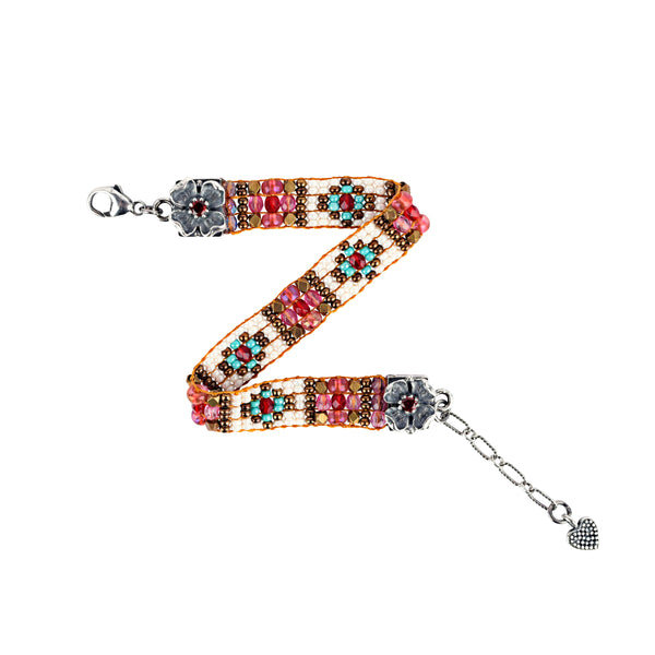 Peyote Bird Chili Rose Beaded Bracelet