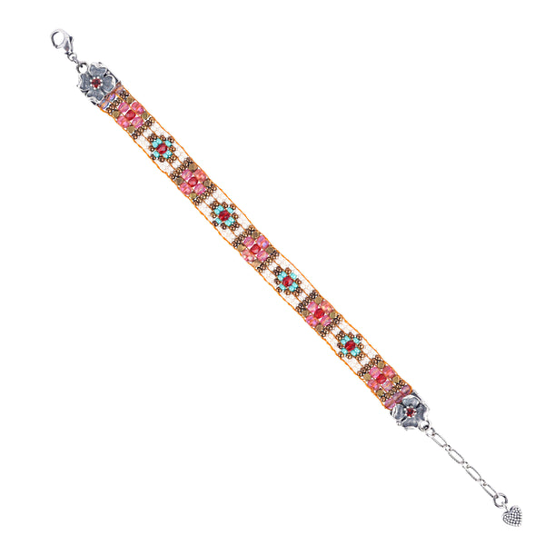 peyote bird Chili Rose Beaded Bracelet