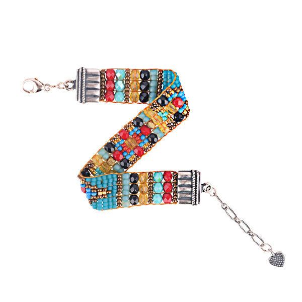 Peyote Bird Chili Rose Beaded Bracelet