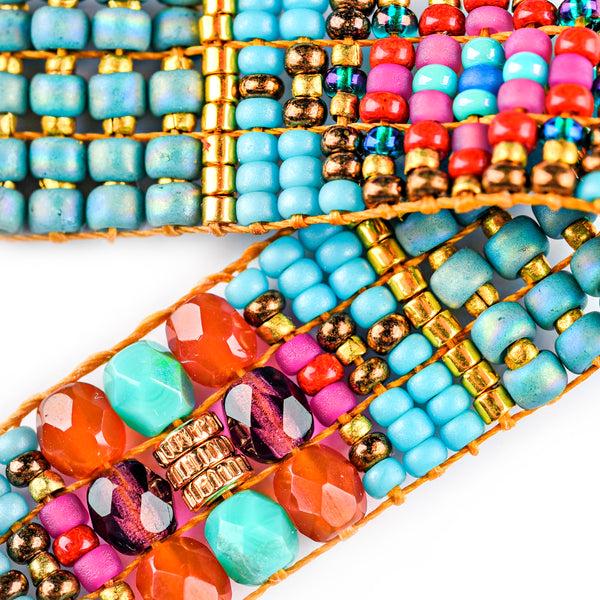 Peyote Bird Chili Rose Beaded Bracelet