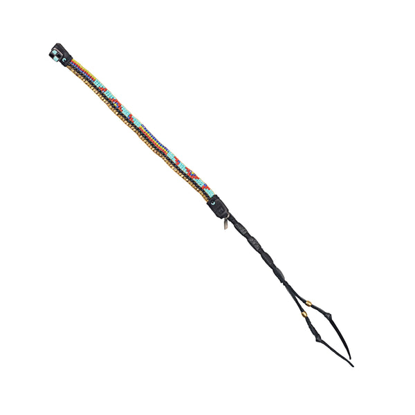 Peyote Bird Chili Rose Beaded Bracelet On Leather