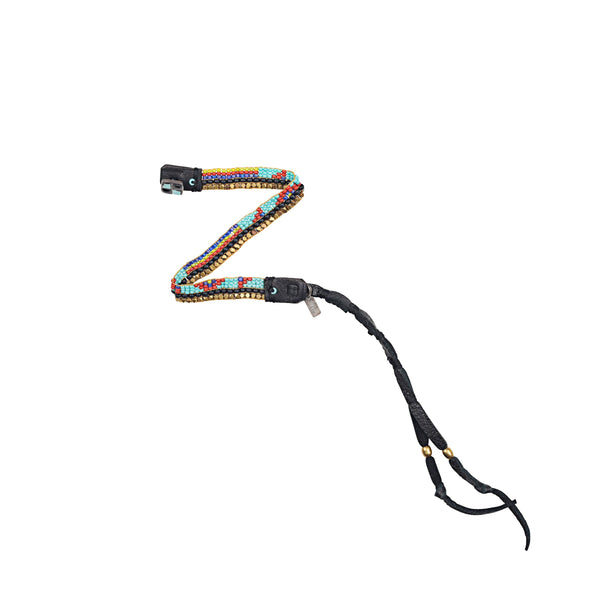 peyote bird Chili Rose Beaded Bracelet on Leather