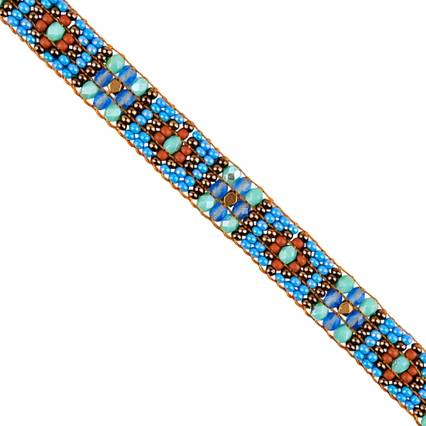 Peyote Bird Chili Rose Blue Mist Bracelet