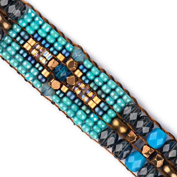 Peyote Bird Chili Rose Deep Blue Bracelet