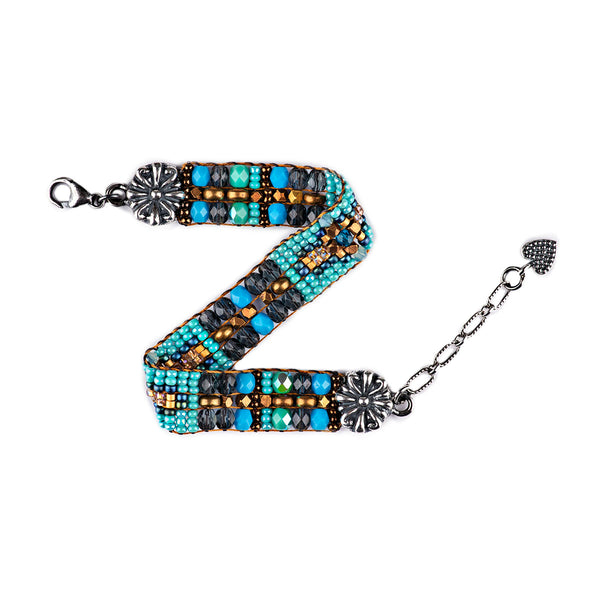 peyote bird Chili Rose Deep Blue Bracelet