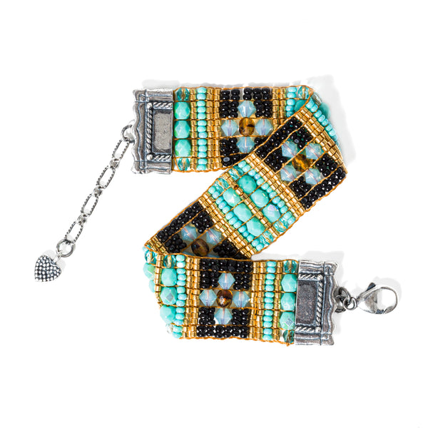 Peyote Bird Chili Rose Patchwork Bracelet