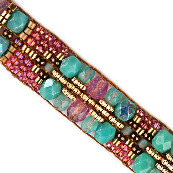 Peyote Bird Chili Rose Redwood Bracelet