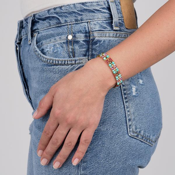 Peyote Bird Chili Rose Redwood Bracelet