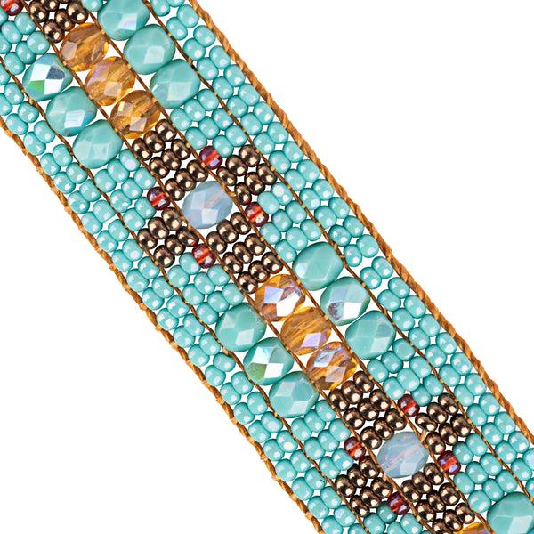 Peyote Bird Chili Rose Turquoise Cross Bracelet