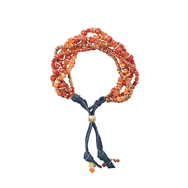 peyote bird Coral Fire Bracelet