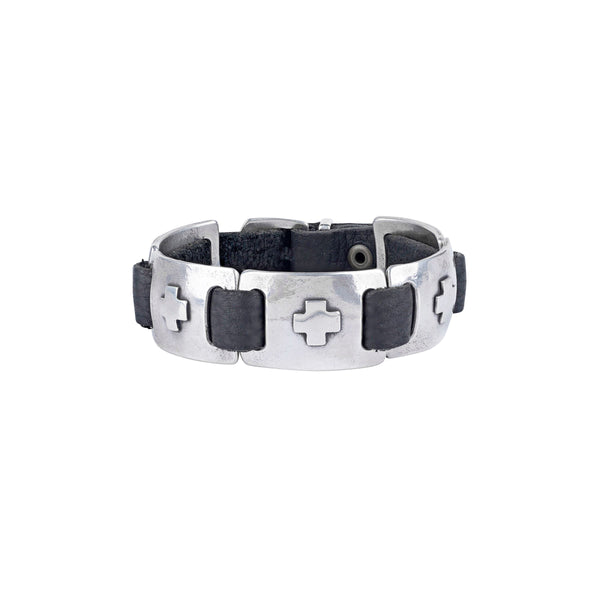 Peyote Bird Dennis Hogan Cross Bracelet (Black)