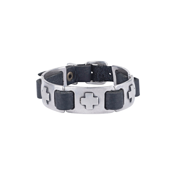 Peyote Bird Dennis Hogan Cross Bracelet (Black)