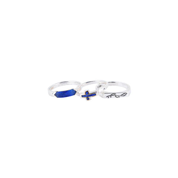 peyote bird Faith Hope & Love Ring Set