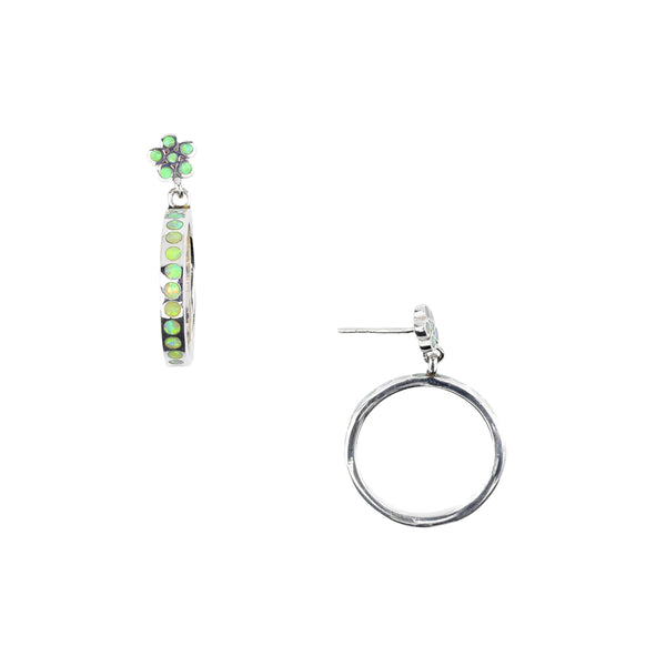 Peyote Bird Flower Hoop Earrings