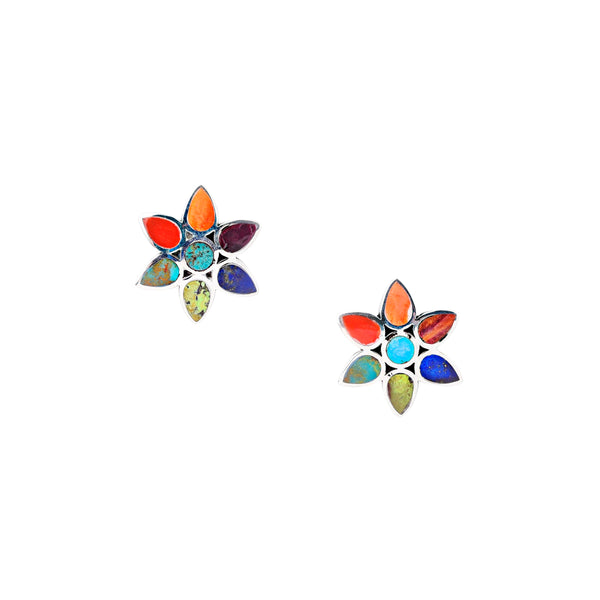Peyote Bird Flower Petal Stud Earrings