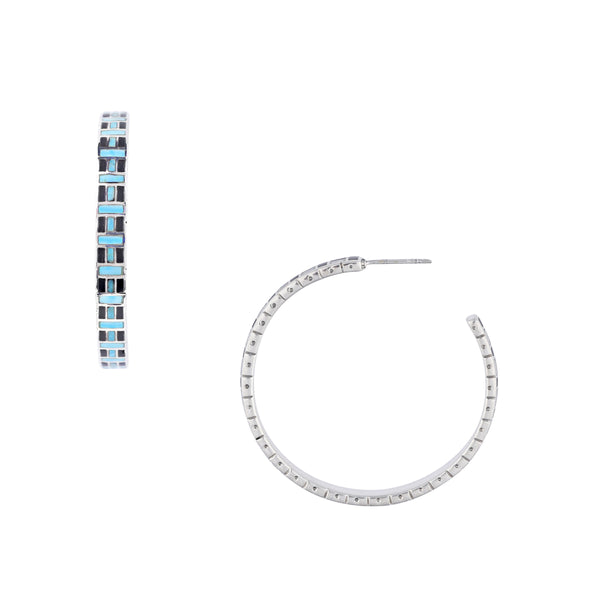 Peyote Bird Geometry Hoop Earrings