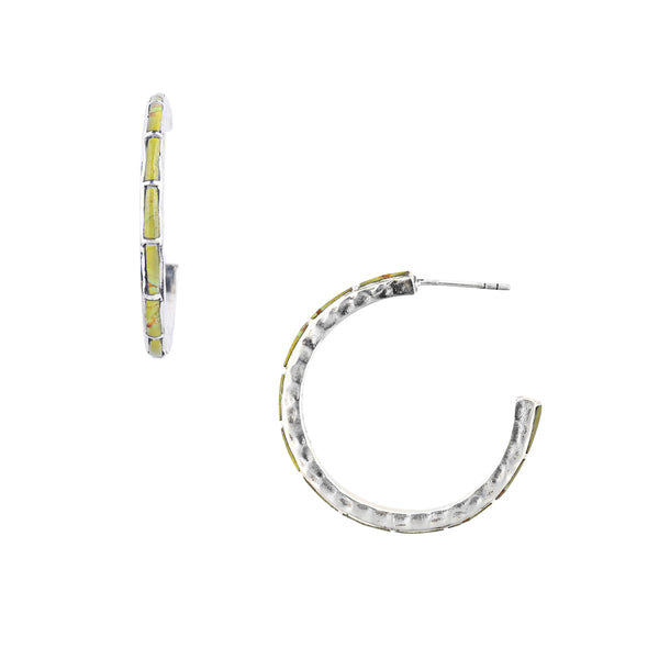 Peyote Bird Hammered Hoop Earrings