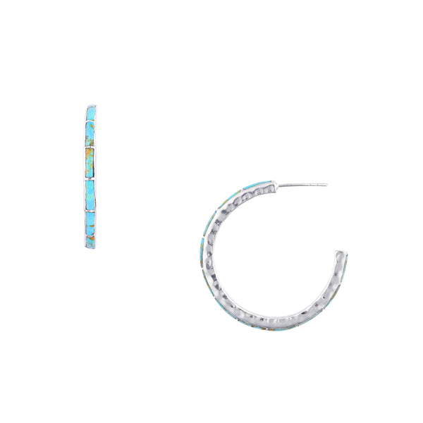 peyote bird Hammered Hoop Earrings