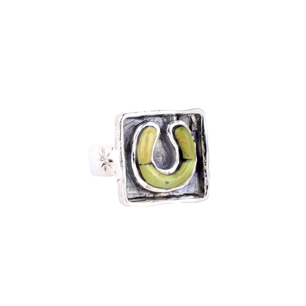 Peyote Bird Horseshoe Signet Ring