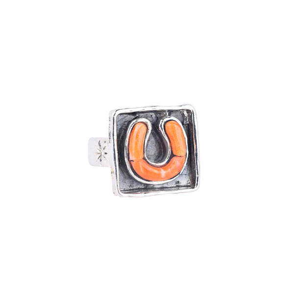 Peyote Bird Horseshoe Signet Ring