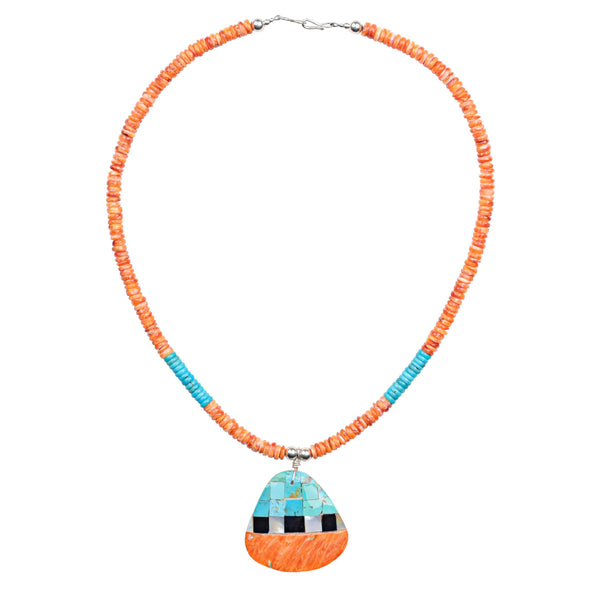 peyote bird Marwin Lovato Shell Mosaic Necklace