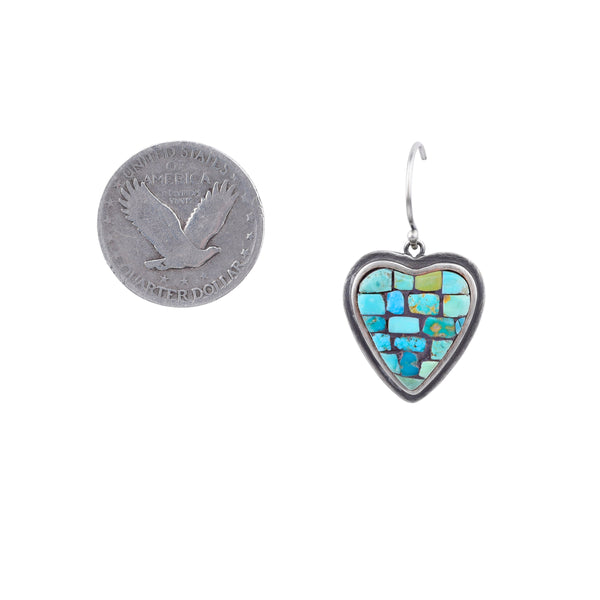 Peyote Bird Mosaic Heart Earrings