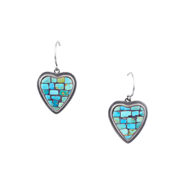 peyote bird Mosaic Heart Earrings