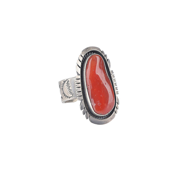 peyote bird Nila Johnson Coral Ring - Size 9