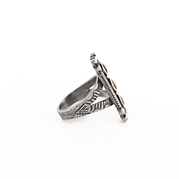 Peyote Bird Nomad Mini Coral Triad Ring