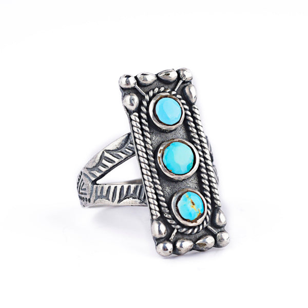 peyote bird Nomad Turquoise Triad Ring